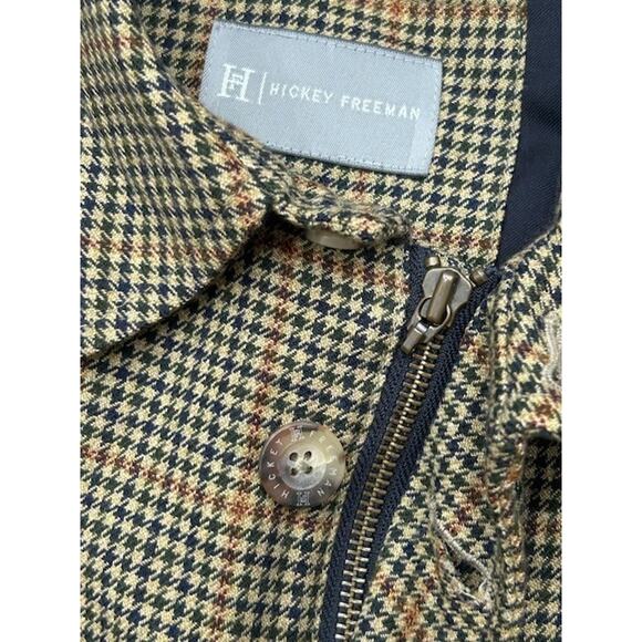 Hickey Freeman Mens Jacket Button Up Long Sleeve Houndstooth Black Tan Size L - Picture 3 of 10